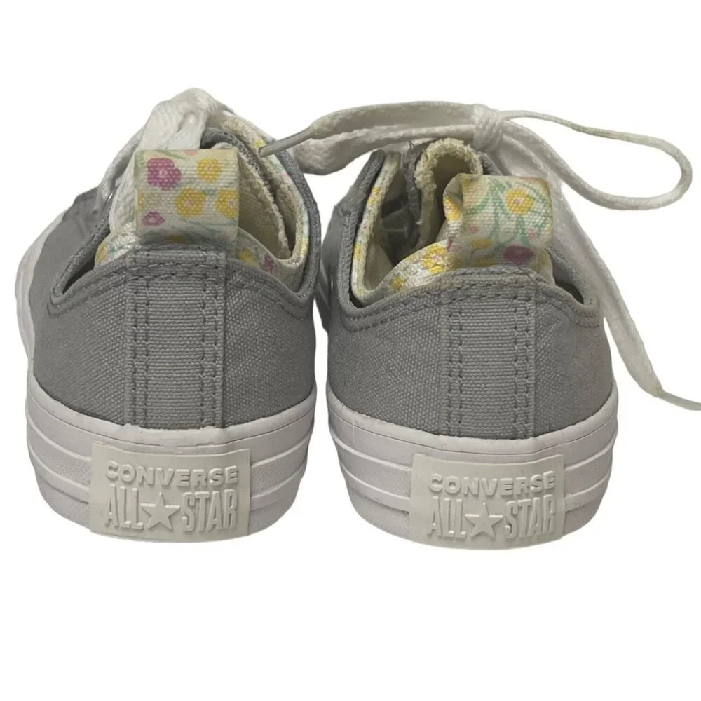 Converse Girl's Kids Sneakers Chuck Taylor Double Upper Grey Floral Size 2